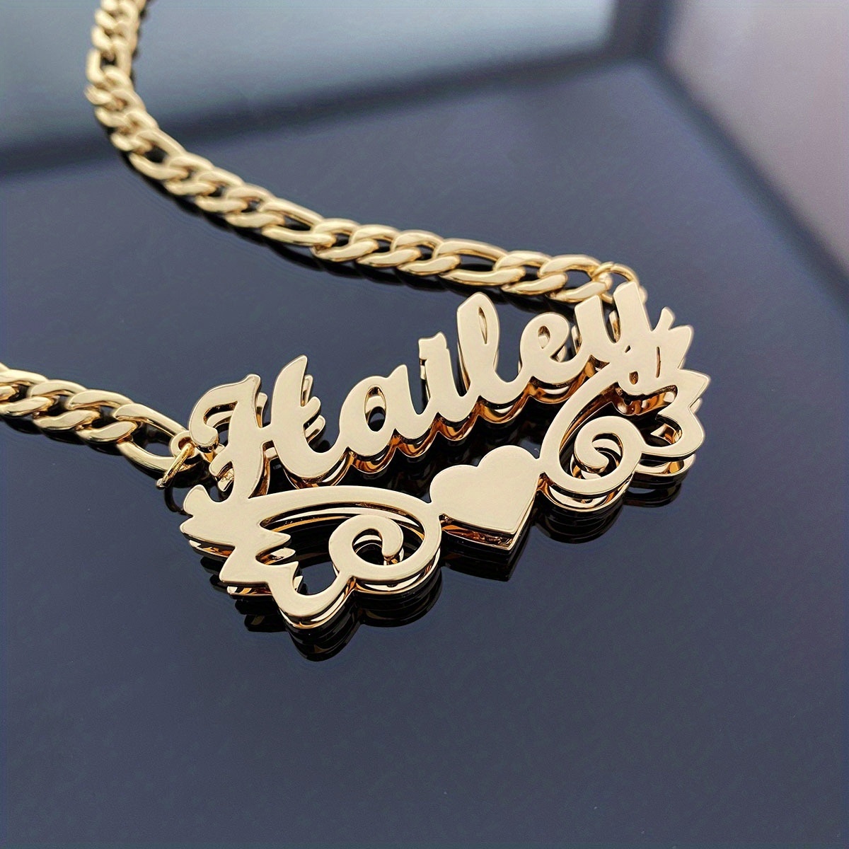 Personalized 18K Plated Wing Heart Name Necklace — Custom Gift